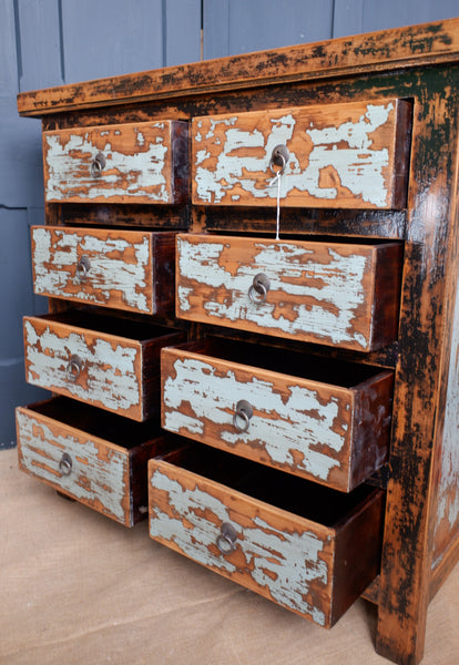 New Vintage Rustic Distressed Chest of 8 Drawers TSANG Sideboard Unit