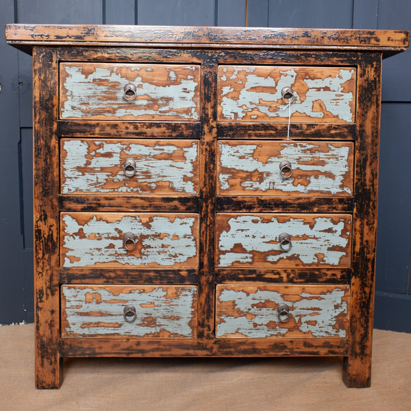 New Vintage Rustic Distressed Chest of 8 Drawers TSANG Sideboard Unit