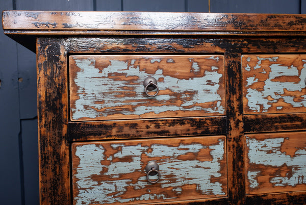 New Vintage Rustic Distressed Chest of 8 Drawers TSANG Sideboard Unit
