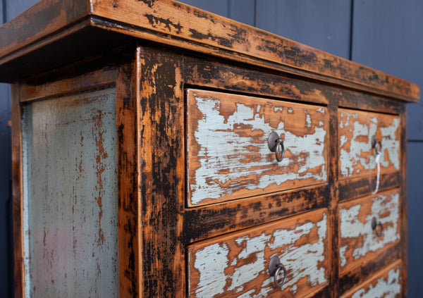 New Vintage Rustic Distressed Chest of 8 Drawers TSANG Sideboard Unit