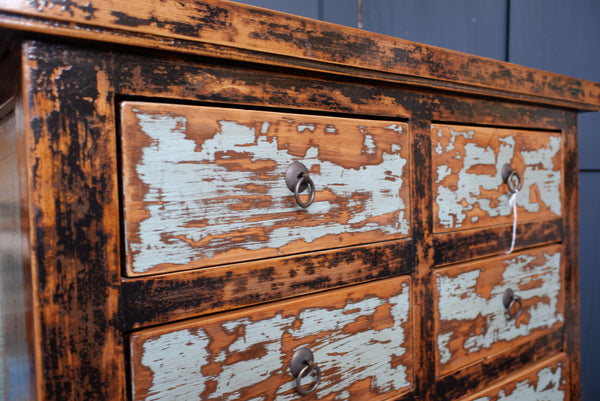 New Vintage Rustic Distressed Chest of 8 Drawers TSANG Sideboard Unit