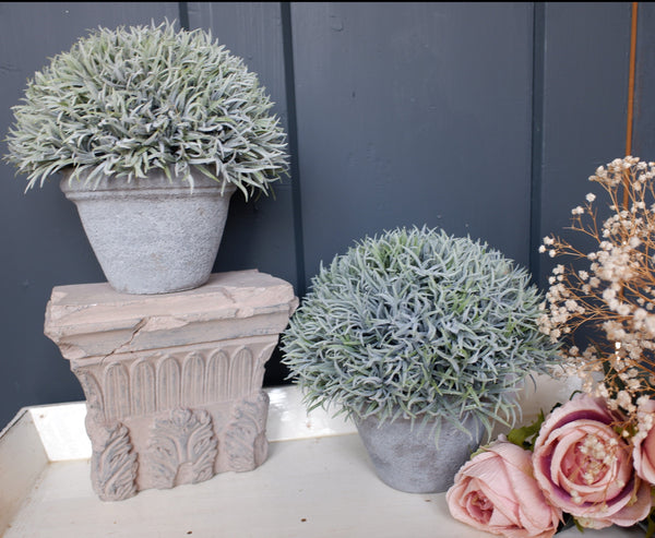 New Faux Lavender Leaves Plant with Grey Pot Decorative Rustic Shabby Chic