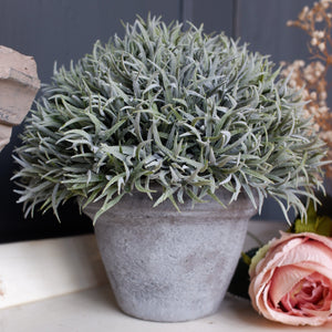 New Faux Lavender Leaves Plant with Grey Pot Decorative Rustic Shabby Chic