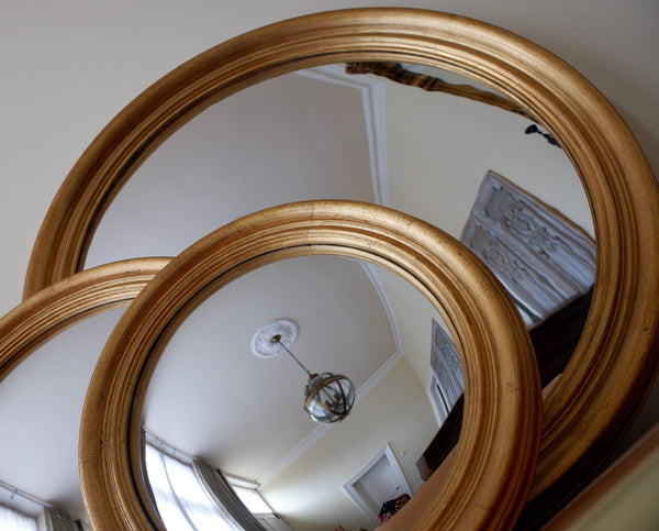 New Gold CONVEX Rustic Round Vintage Style Wall Mirror-  3 Sizes