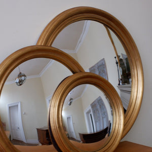 New Gold CONVEX Rustic Round Vintage Style Wall Mirror-  3 Sizes