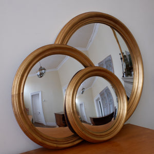 New Gold CONVEX Rustic Round Vintage Style Wall Mirror-  3 Sizes