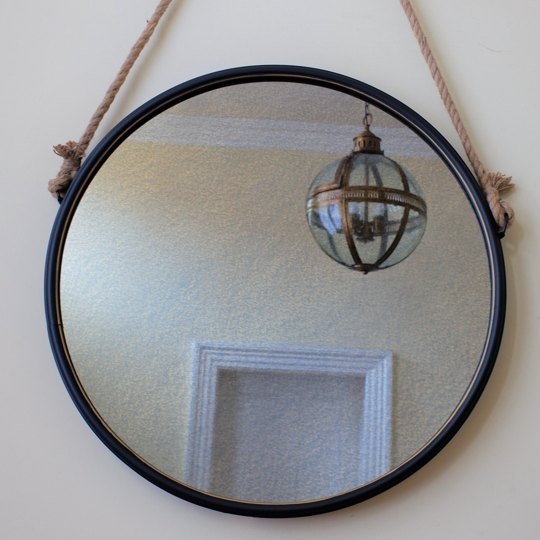 New Aged Large Black & Gold 75x75cm ROUND Rustic Vintage Style ROPE Wall Mirror