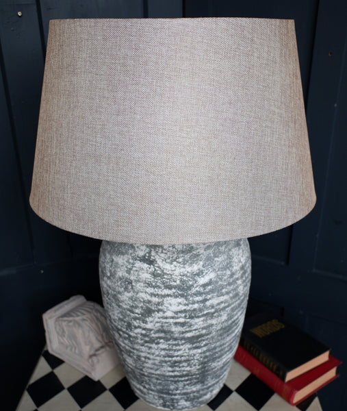 New Shabby Chic Rustic Aged Stone Tall Table Lamp with Natural LINEN Shade