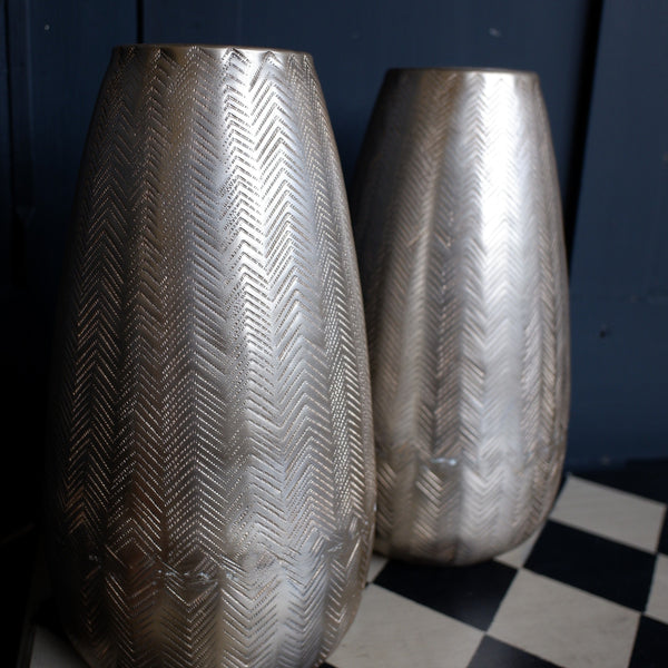 NEW French Metal Decorative Gold Herringbone Vase Pot