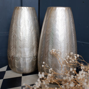 NEW French Metal Decorative Gold Herringbone Vase Pot