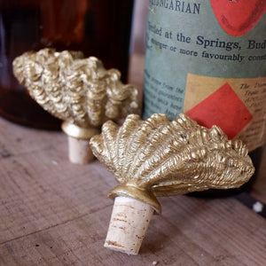 New Gold SHELL Shaped Rustic Cork Wine Bottle Stopper