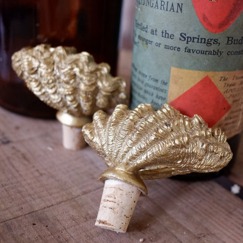 New Gold SHELL Shaped Rustic Cork Wine Bottle Stopper