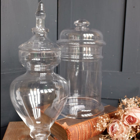 New Tall Shaped French Glass Apothecary Decorative Storage Jar w/Lid