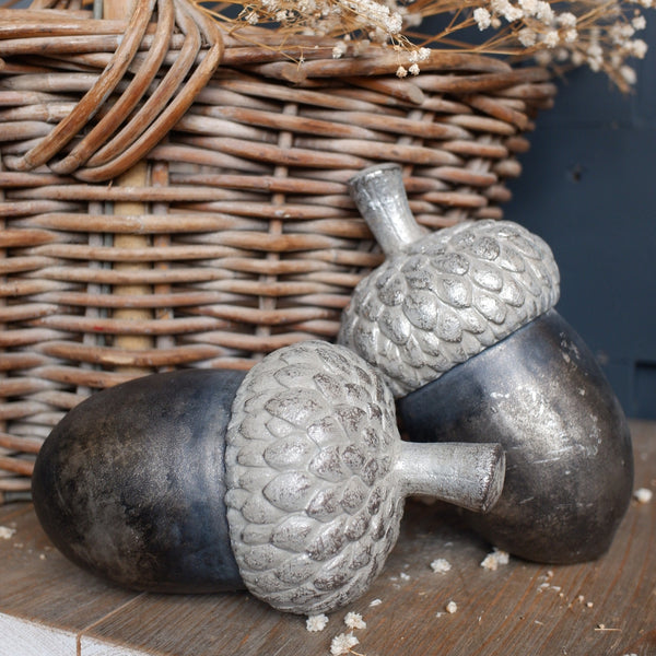 NEW French Vintage Silver Decorative Shabby Chic Rustic ACORN Nut