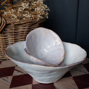New AGED Rustic White Ceramic Handmade Bowl/Dish- 2 Sizes Available