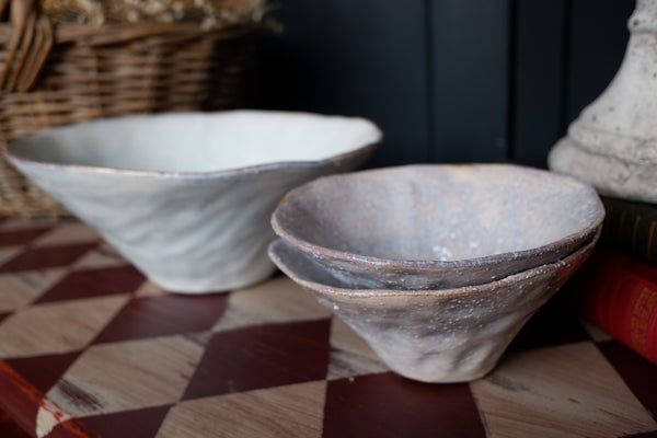 New AGED Rustic White Ceramic Handmade Bowl/Dish- 2 Sizes Available