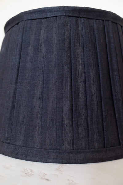 New LINEN Pleated Black Round Drum Lined Lamp Light Shade
