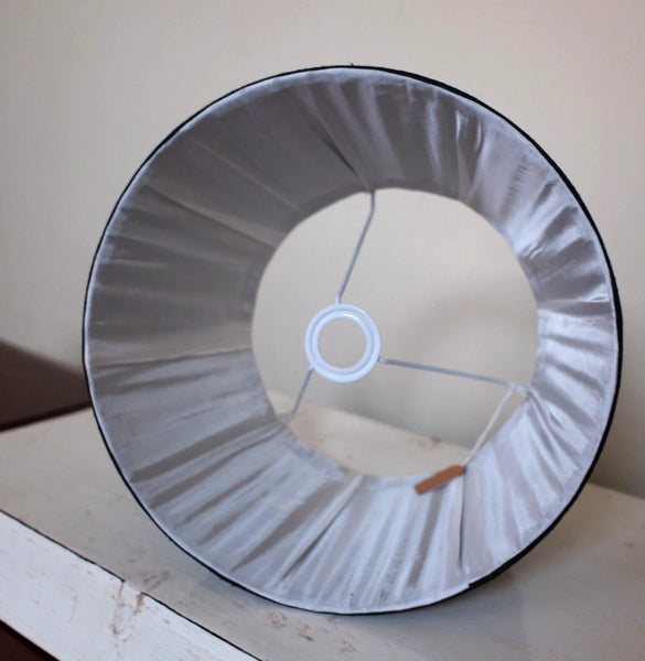 New LINEN Pleated Black Round Drum Lined Lamp Light Shade