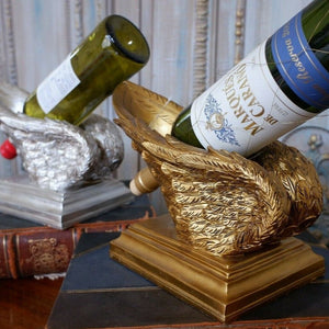 NEW French Shabby Chic GOLD Silver Pair of ANGEL Cherub Wings Wine Bottle Holder