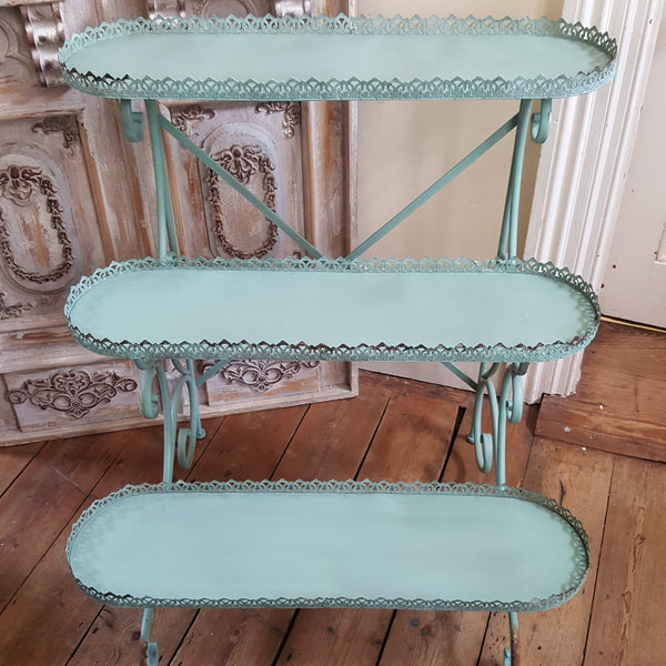 New PLANTER Vintage Shabby Chic French Metal 3 TIER Shelves Rack Display Stand