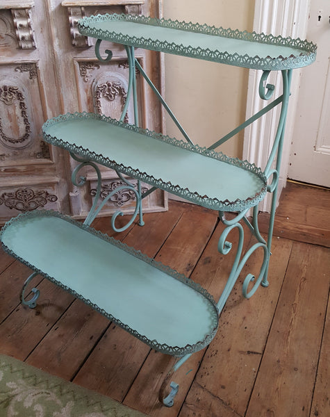 New PLANTER Vintage Shabby Chic French Metal 3 TIER Shelves Rack Display Stand