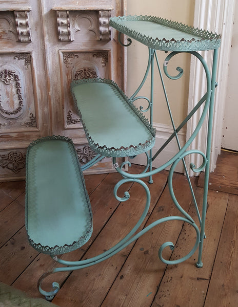 New PLANTER Vintage Shabby Chic French Metal 3 TIER Shelves Rack Display Stand