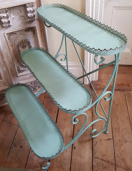 New PLANTER Vintage Shabby Chic French Metal 3 TIER Shelves Rack Display Stand