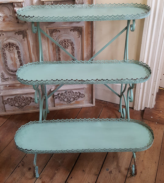 New PLANTER Vintage Shabby Chic French Metal 3 TIER Shelves Rack Display Stand