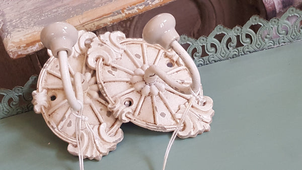 NEW French Vintage CREAM Wall Door Coat Towel HOOKS Shabby Chic Metal Rustic