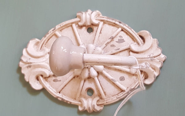 NEW French Vintage CREAM Wall Door Coat Towel HOOKS Shabby Chic Metal Rustic