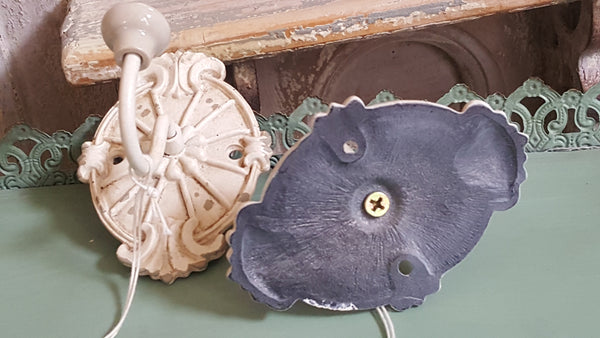 NEW French Vintage CREAM Wall Door Coat Towel HOOKS Shabby Chic Metal Rustic