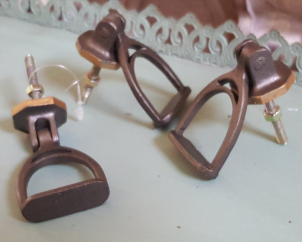 NEW French Vintage Horse STIRRUPS Shabby Chic Metal Door Drawer Knob Pull Handle