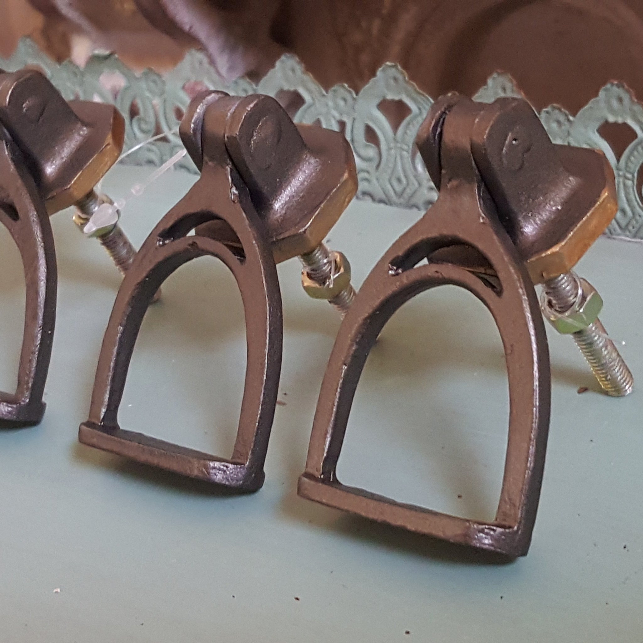 NEW French Vintage Horse STIRRUPS Shabby Chic Metal Door Drawer Knob Pull Handle