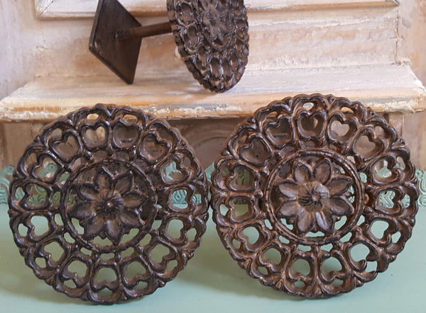 NEW French Vintage Shabby Chic Metal Cast Iron Round Rustic Curtain TIE BACK Coat Hook Finial