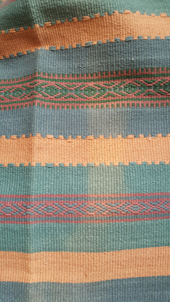 New 180x245cm Blue INDIAN KILIM KELIM 100% COTTON Aztec Design HAND WOVEN Carpet Rug Runner or Throw