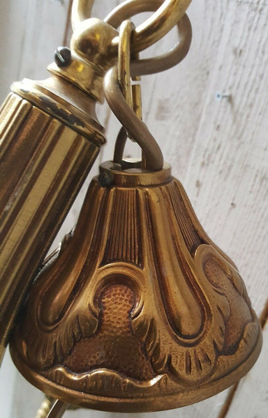 Antique Vintage FRENCH Gilt Gold BRASS 6 Arm Ornate Ceiling Light Chandelier Lighting