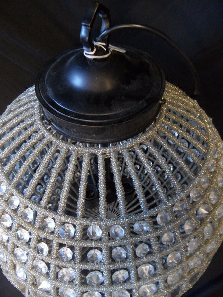 CUT GLASS Antique Vintage Large Round Ball Hall Crystal Chandelier Ceiling Light Lighting