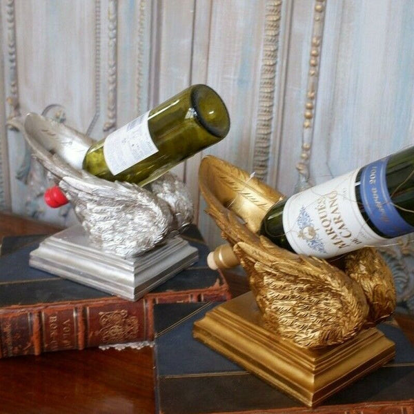 NEW French Shabby Chic GOLD Silver Pair of ANGEL Cherub Wings Wine Bottle Holder
