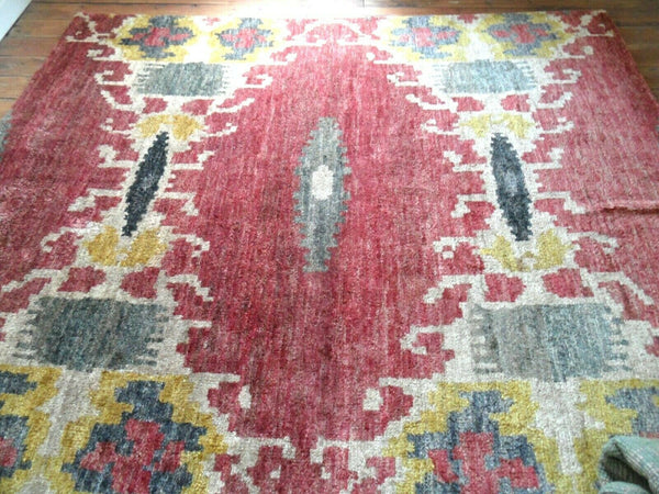 New 8x10' Large WOOL Indian Thick Pile Aztec Design HAND WOVEN Heavy Carpet Rug Runner