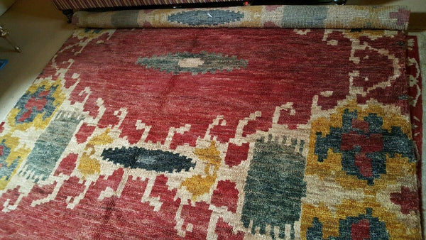 New 8x10' Large WOOL Indian Thick Pile Aztec Design HAND WOVEN Heavy Carpet Rug Runner