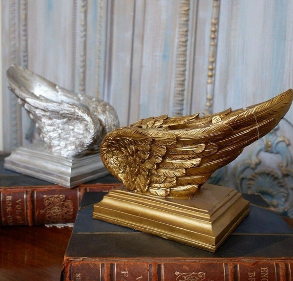 NEW French Shabby Chic GOLD Silver Pair of ANGEL Cherub Wings Wine Bottle Holder