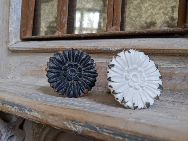 NEW French Vintage Shabby Chic Black White Metal Door Drawer KNOB Pull Handle