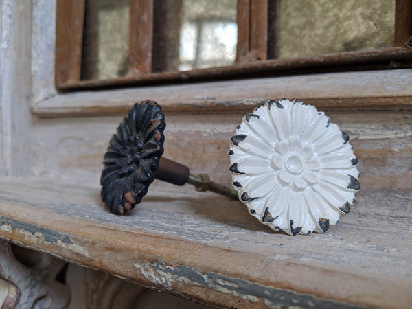 NEW French Vintage Shabby Chic Black White Metal Door Drawer KNOB Pull Handle