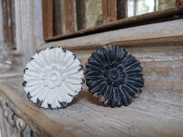 NEW French Vintage Shabby Chic Black White Metal Door Drawer KNOB Pull Handle