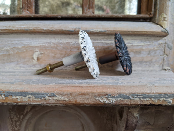 NEW French Vintage Shabby Chic Black White Metal Door Drawer KNOB Pull Handle