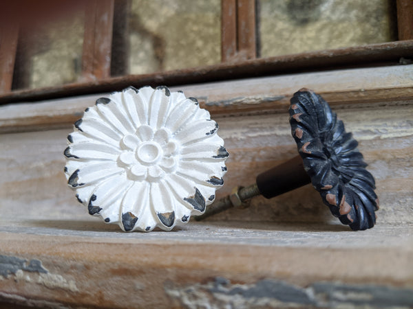NEW French Vintage Shabby Chic Black White Metal Door Drawer KNOB Pull Handle