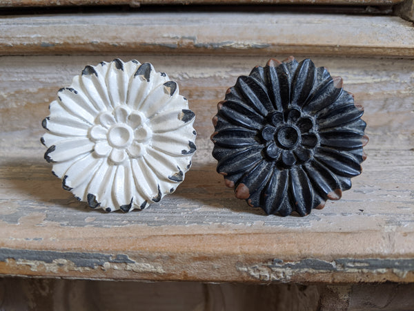 NEW French Vintage Shabby Chic Black White Metal Door Drawer KNOB Pull Handle