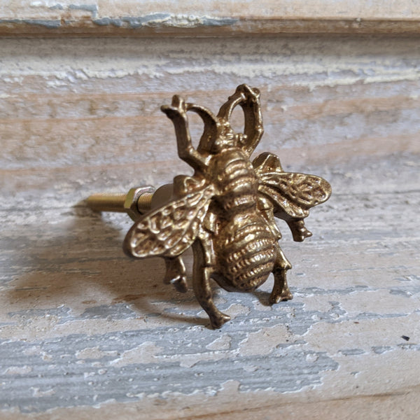 NEW French Vintage Gold Bumble BEE Shabby Chic Metal Door Drawer Knob Pull