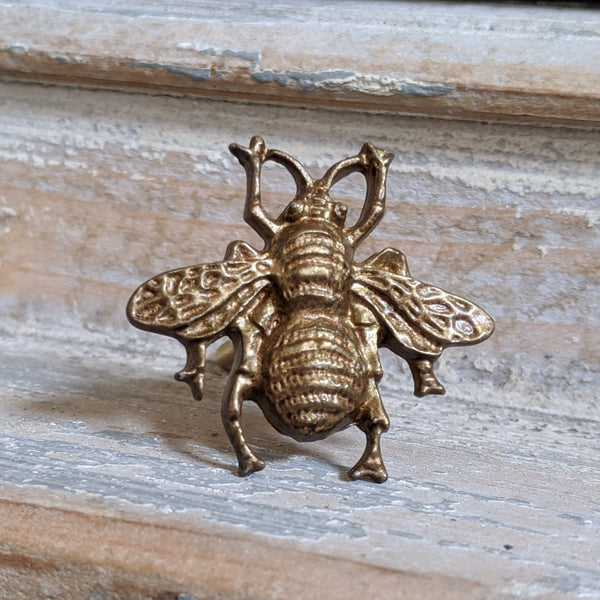 NEW French Vintage Gold Bumble BEE Shabby Chic Metal Door Drawer Knob Pull