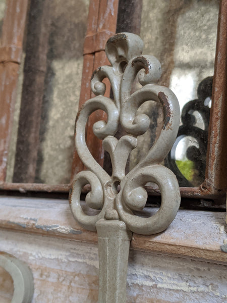 New French Vintage Shabby Chic Metal CREAM Green Rustic Wall Coat Towel Hat HOOK